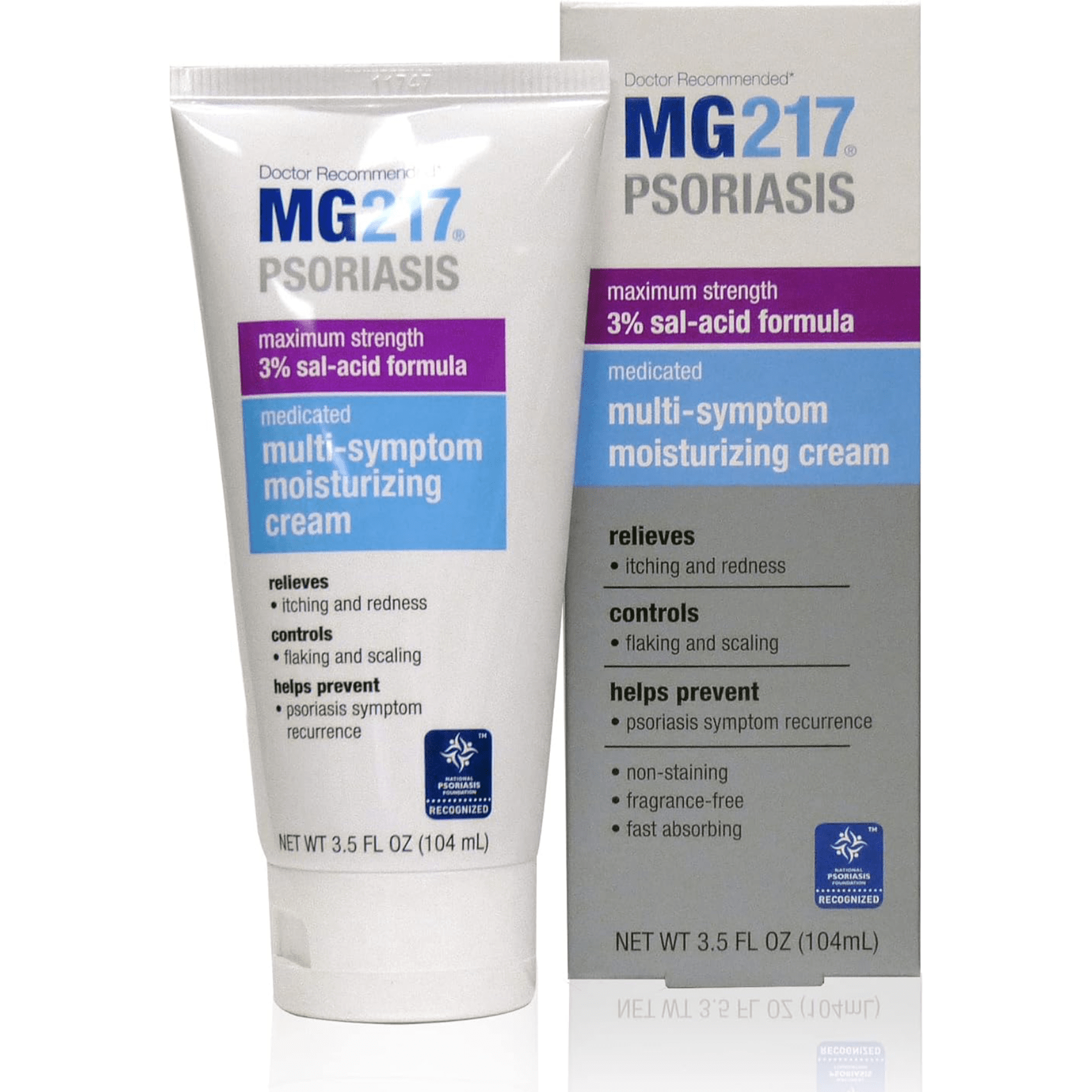 MG217 Psoriasis Cream, 3% Salicylic Acid Multi-Symptom Moisturizing Psoriasis Cream, 3.5 Fluid Ounce - Medaid