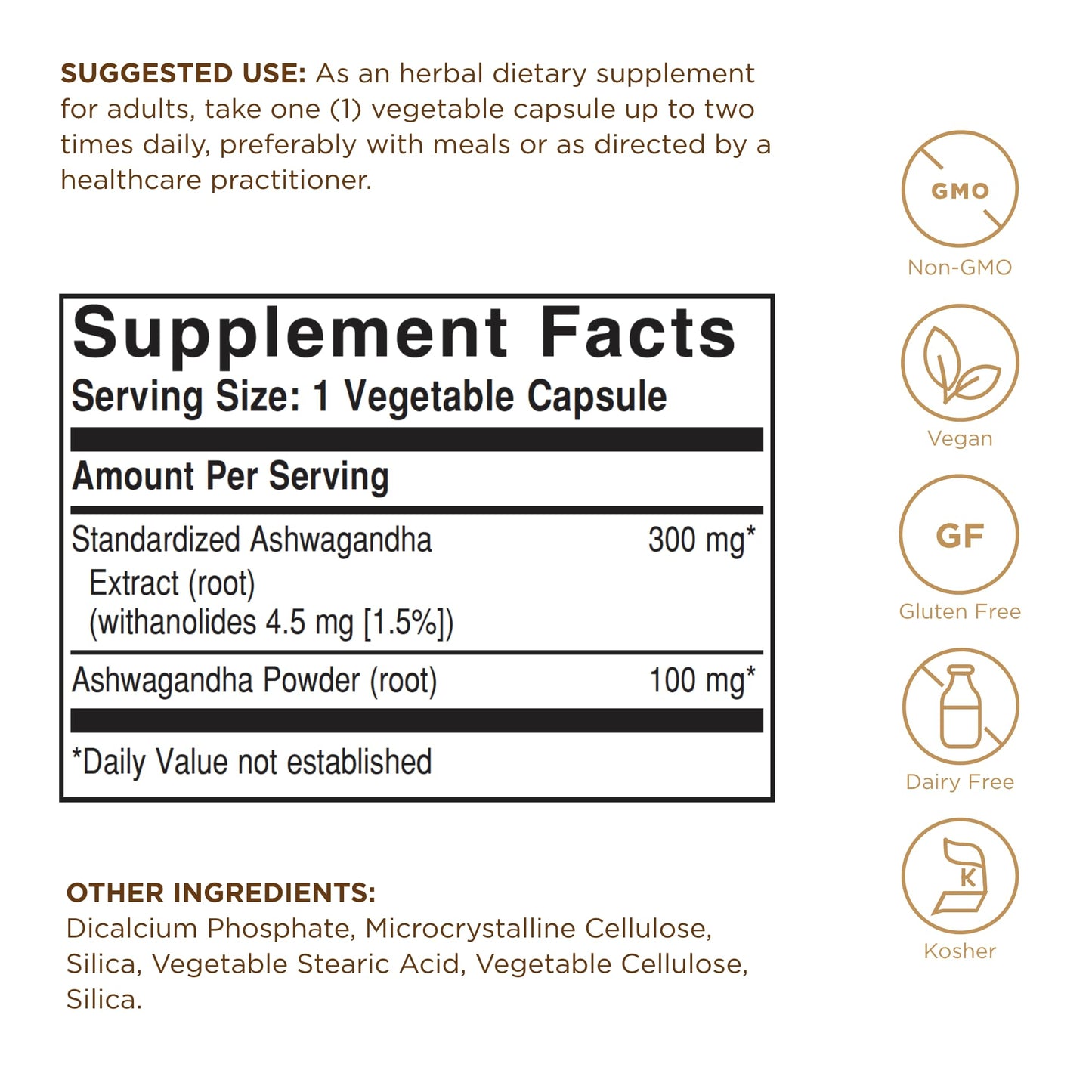 Solgar Ashwagandha Root Extract - 60 Vegetable Capsules - Standardized Full Potency (SFP) - Non-GMO, Vegan, Gluten & Dairy Free, Kosher - 60 Servings - Medaid International