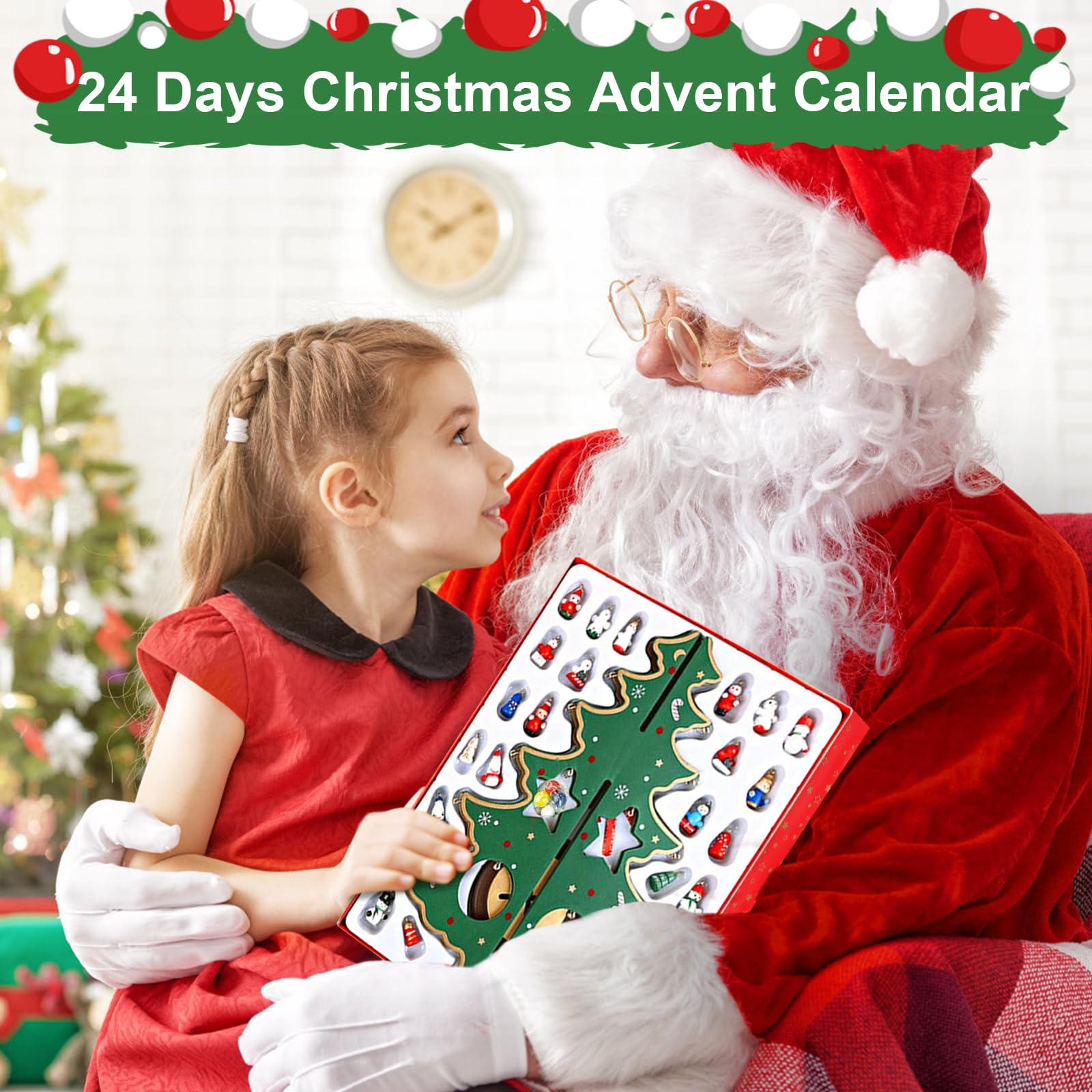 ZEEYUAN 2025 Christmas Tree Vacation Advent Calendar Decoration, 24 Days Xmas Tree Countdown Calendars Home Tabletop Decor, 2025 Christmas Advent Countdown Calendar Xmas Gifts for Kids Girls Boys - Medaid International