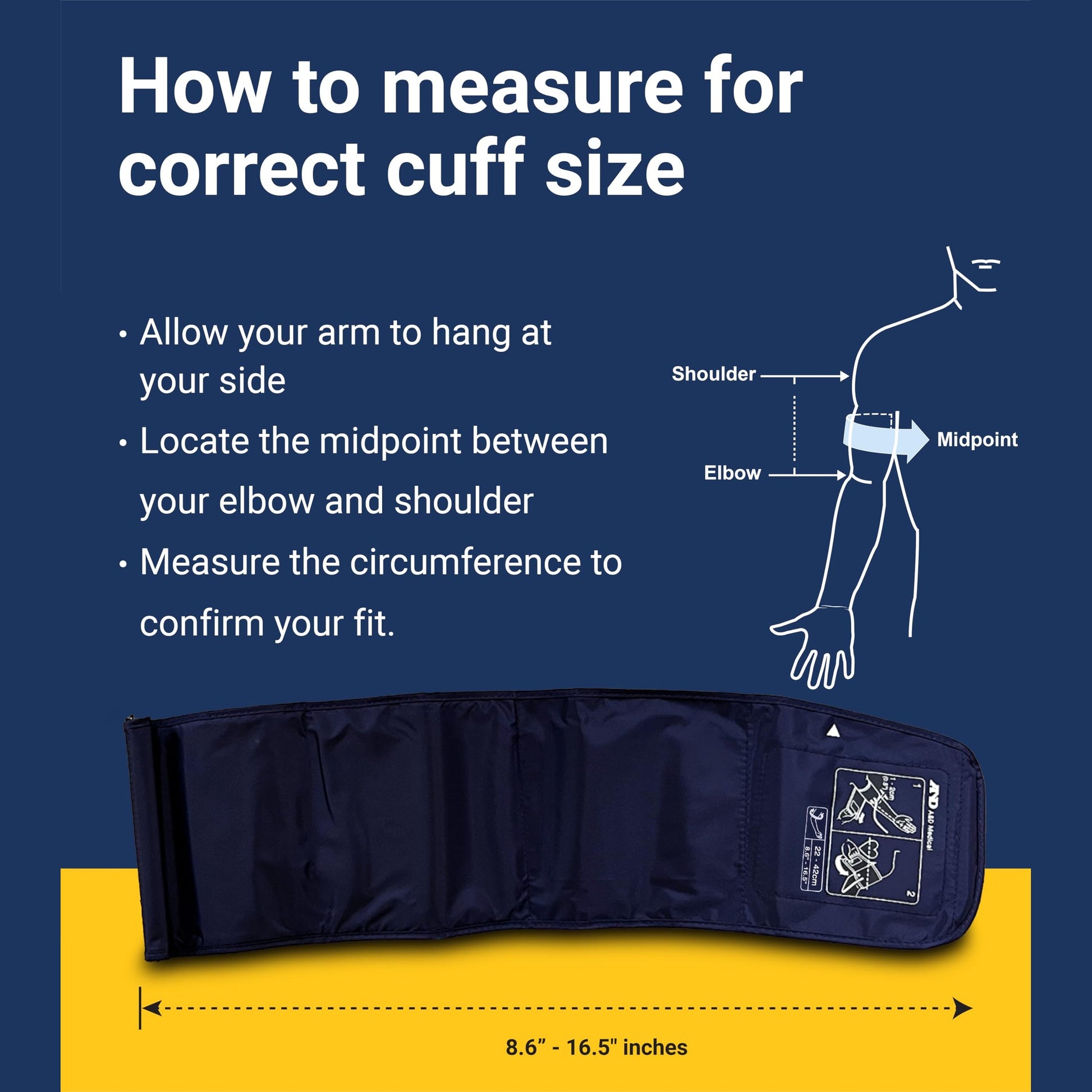 A&D Medical Blood Pressure Monitor for Home Use, UA-651 – Upper Arm Precise BP Machine – Wide Range Cuff (8.6” / 22-42cm), Adults, 4 AA Batteries - Medaid International