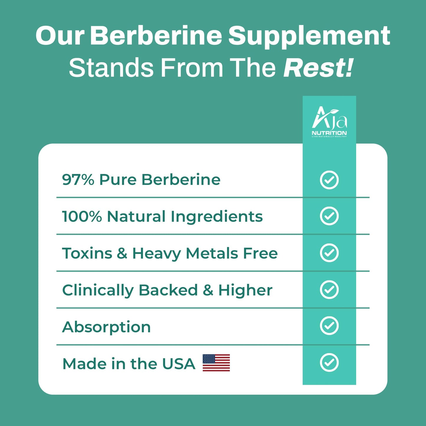 Aja Nutrition Berberine Plus – Triple Action Metabolic Support Supplement with Berberine HCl 500mg, Bitter Melon & Banaba Leaf – 1250mg Herbal Actives – Energy & Digestive Support – 60 Vegan Capsules - Medaid International