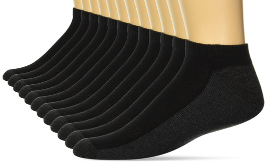 Hanes Men's, X-Temp Cushioned No Show Socks, 12-Pack, Black, 12-14 - Medaid International