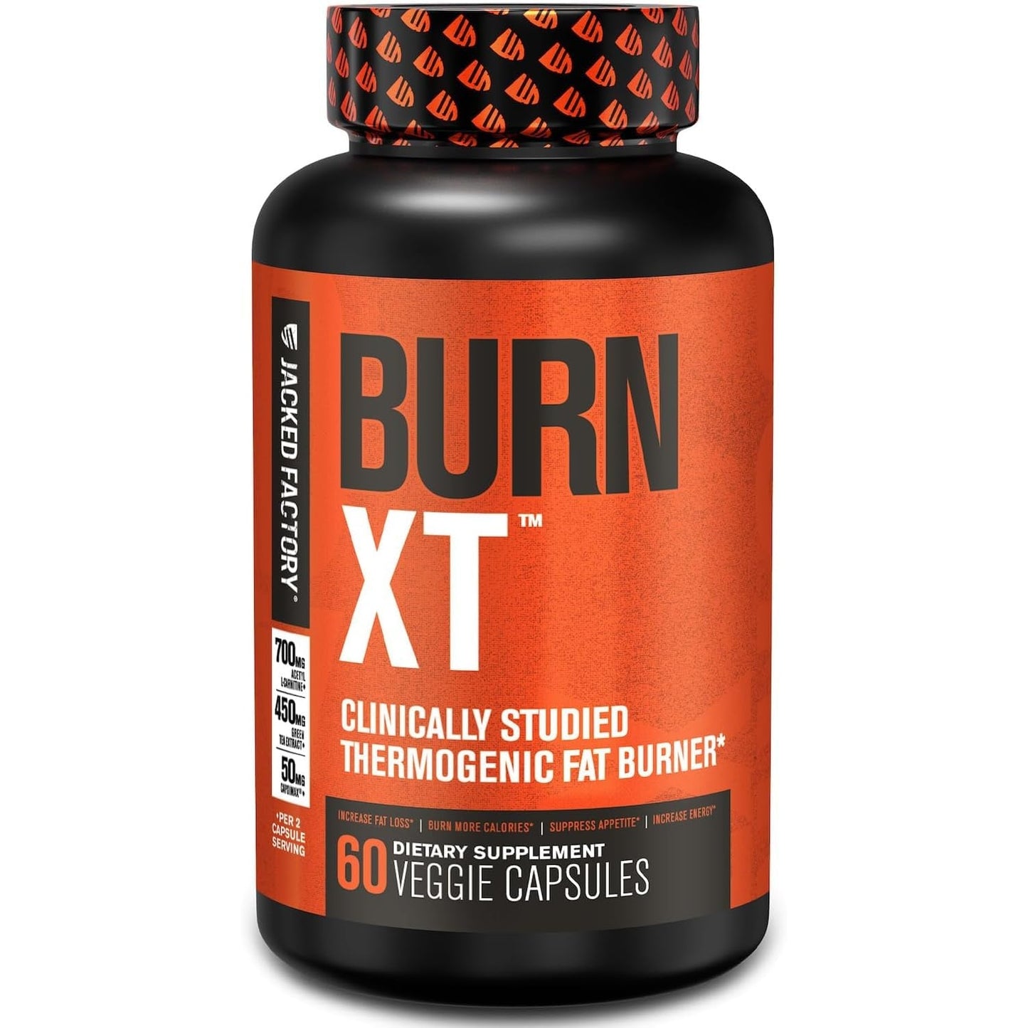 Jacked Factory Burn-XT Clinically Studied Fat Burner & Weight Loss Supplement - Appetite Suppressant & Energy Booster - with Acetyl L-Carnitine, Green Tea Extract and More - 60 Natural Diet Pills - Medaid