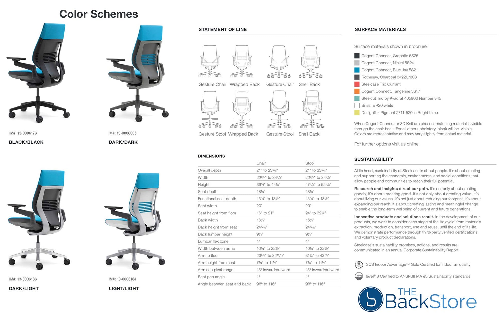 Steelcase Gesture Office Desk Chair with Headrest in Elmosoft Genuine Saddle L147 Leather Plus Lumbar Support High Black Frame wth Soft Hard Floor Casters - Medaid International