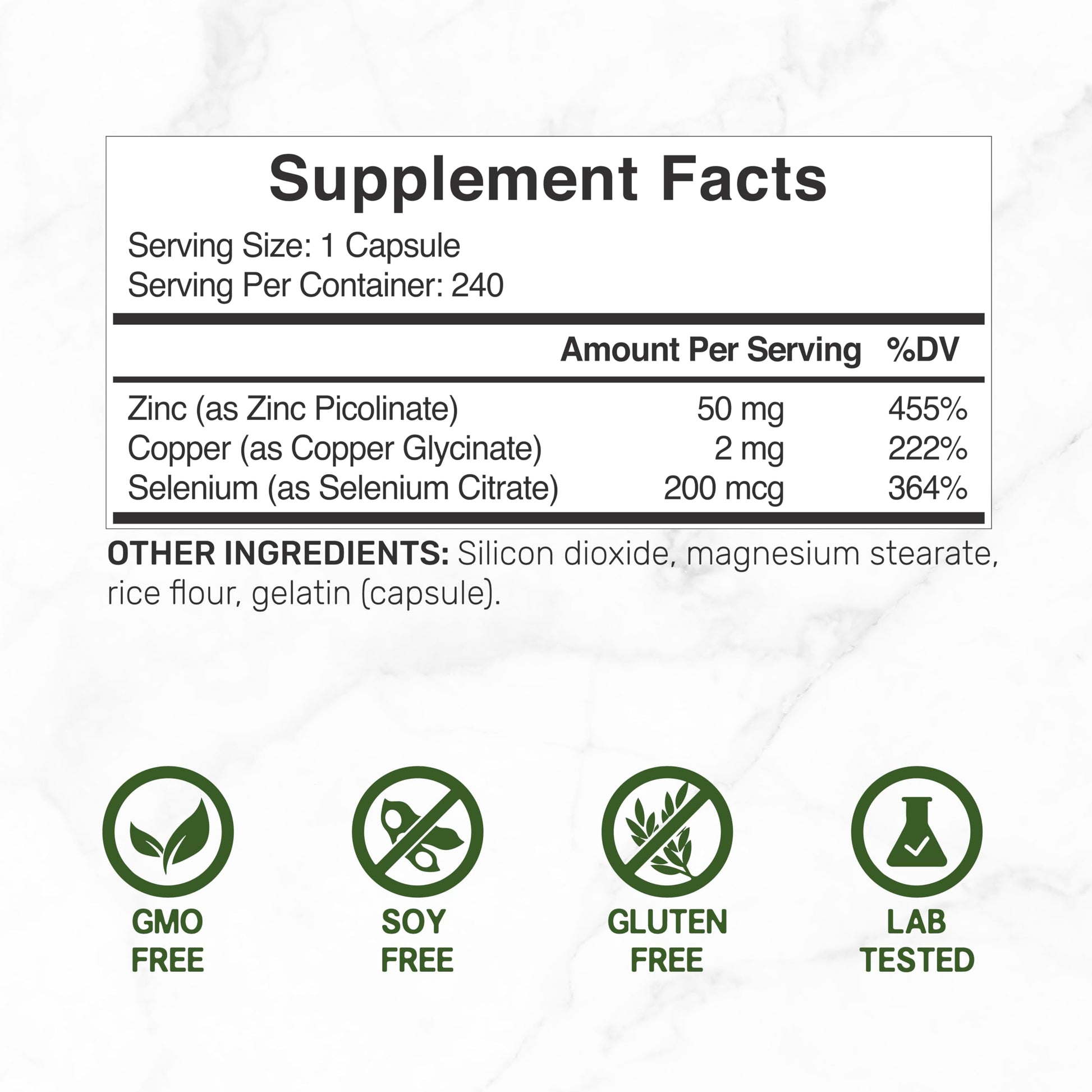 Deal Supplement Zinc 50mg with Selenium + Copper, 240 Capsules, 8 Month Supply, 3 in 1 Mineral Formula, Zinc Picolinate Complex Supplement, Supports Healthy Immune System for Adults and Kids - Medaid International