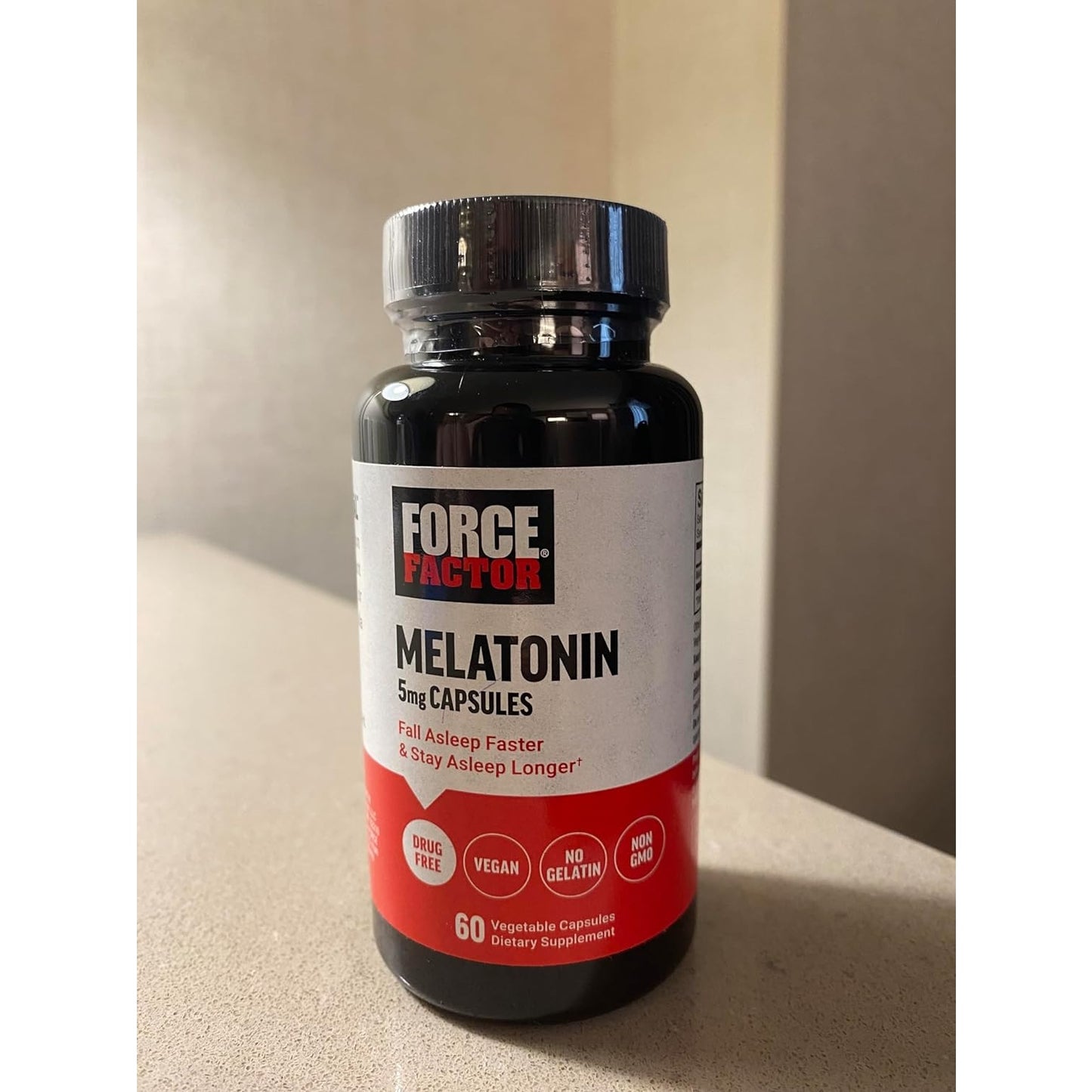 FORCE FACTOR Melatonin 5mg, Drug-Free Supplement, Vegan, Non-GMO, 60 Vegetable Capsules - Medaid - Lebanon