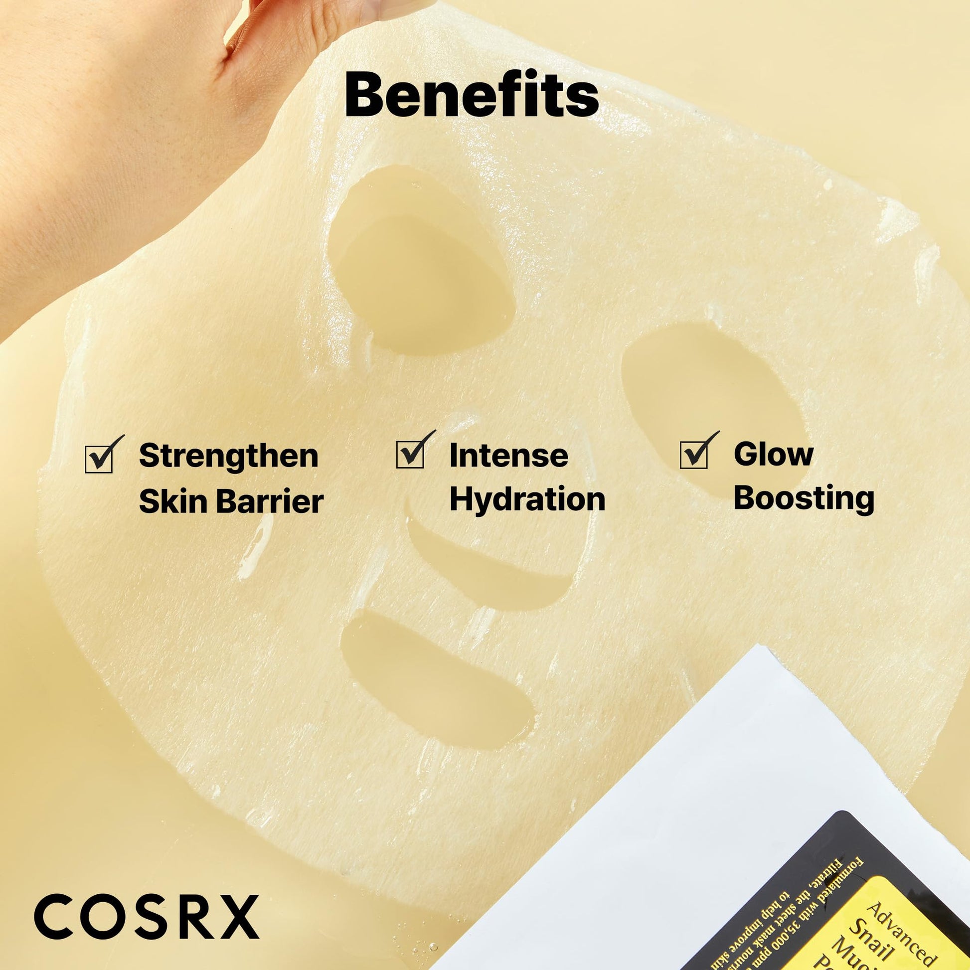 COSRX Snail Mucin Sheet Mask 10 EA with Snail Mucin Serum, Self Care, Face Masks for Dry, Sensitive Skin, Not Tested on Animals, No Parabens, No Sulfates, Korean Skin Care, Stocking Stuffers - Medaid International