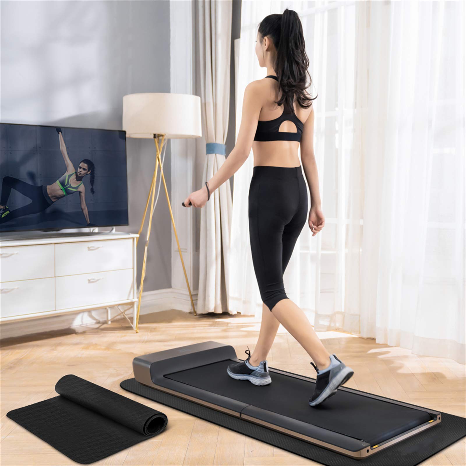 WRQzxcv Motorised Treadmill Portable Walking Running Pad Flat Slim Machine Easy Storage for Home Office Gym Use Installation-Free. - Medaid International