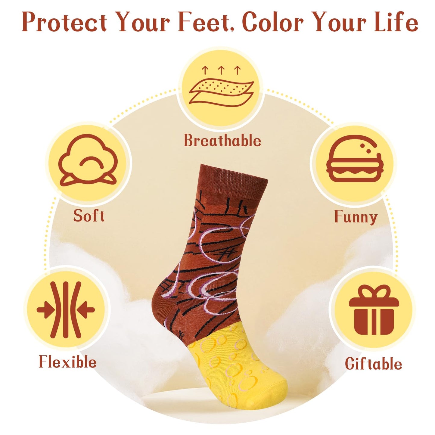 Funny Burger Socks Box for Men Teen Boys Dad Women - Fun Crazy Novelty Cool Silly Hamburger Funky Food Socks Gifts - Unique Gag Gift Ideas for Mens Birthday Father Day Christmas Stocking Stuffers - Medaid International