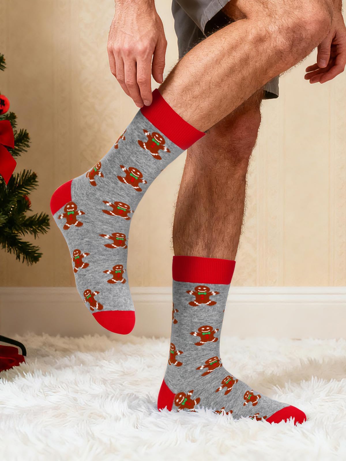 BOARDFEB 4 Pack Christmas Socks, Funny Crew Winter Xmas Socks Warm Cotton Christmas Socks for Men - Medaid International
