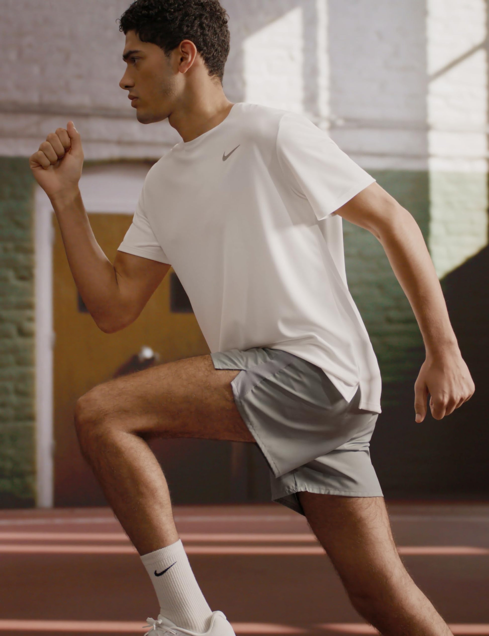 Nike Men's Miler Dri-Fit UV Short-Sleeve Running Top, White/Reflective Silver, Small - Medaid International