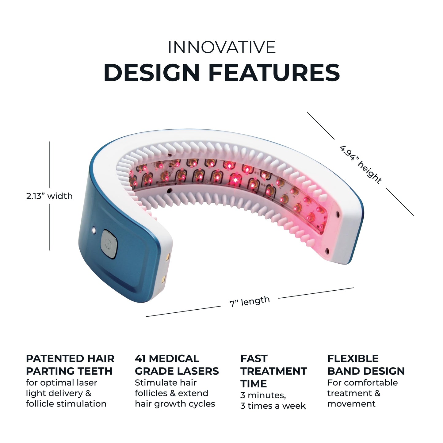 HairMax Laser Band 41 - (FDA Cleared) Hair Growth Device - Restores Natural Hair Cycle with Red Light Therapy - Medaid International