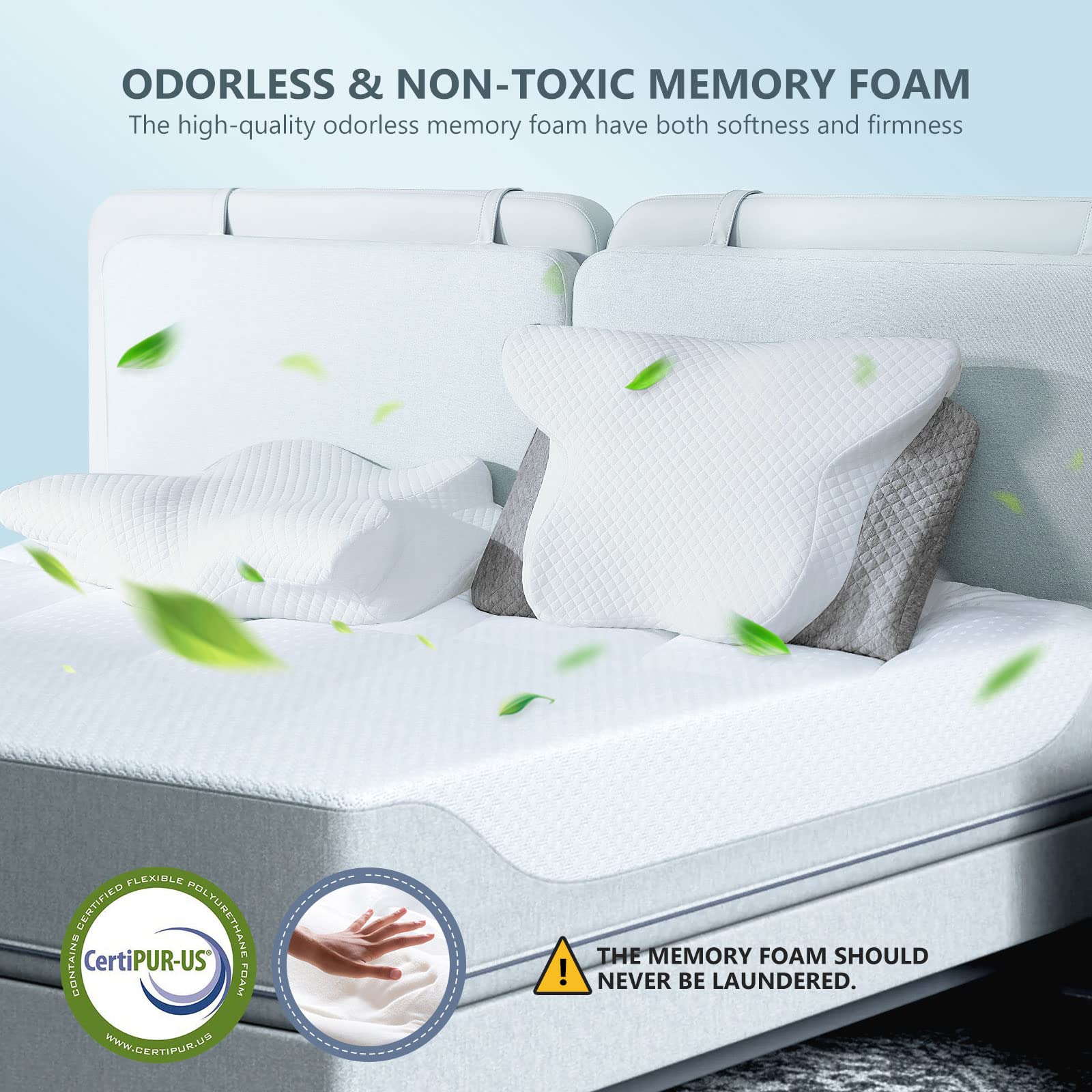 ZAMAT Adjustable Cervical Memory Foam Pillow, Odorless Neck Pillows for Pain Relief, Orthopedic Pillows for Sleeping with Cooling Pillowcase, Ergonomic Support Pillow for Stomach, Back, Side Sleeper - Medaid International