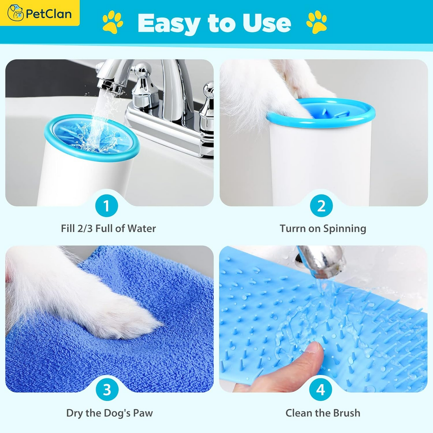 Dog Pet Foot Cleaner Rechargeable Soft Brushes for Small & Medium Dogs - Medaid International