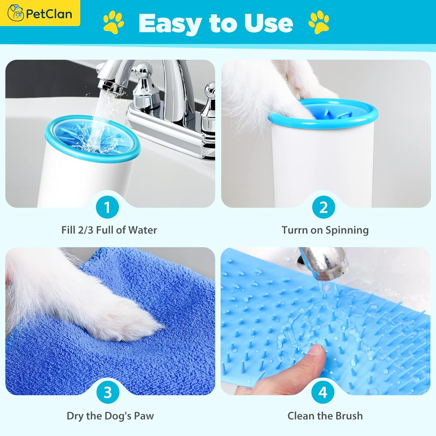 Dog Pet Foot Cleaner Rechargeable Soft Brushes for Small & Medium Dogs - Medaid International