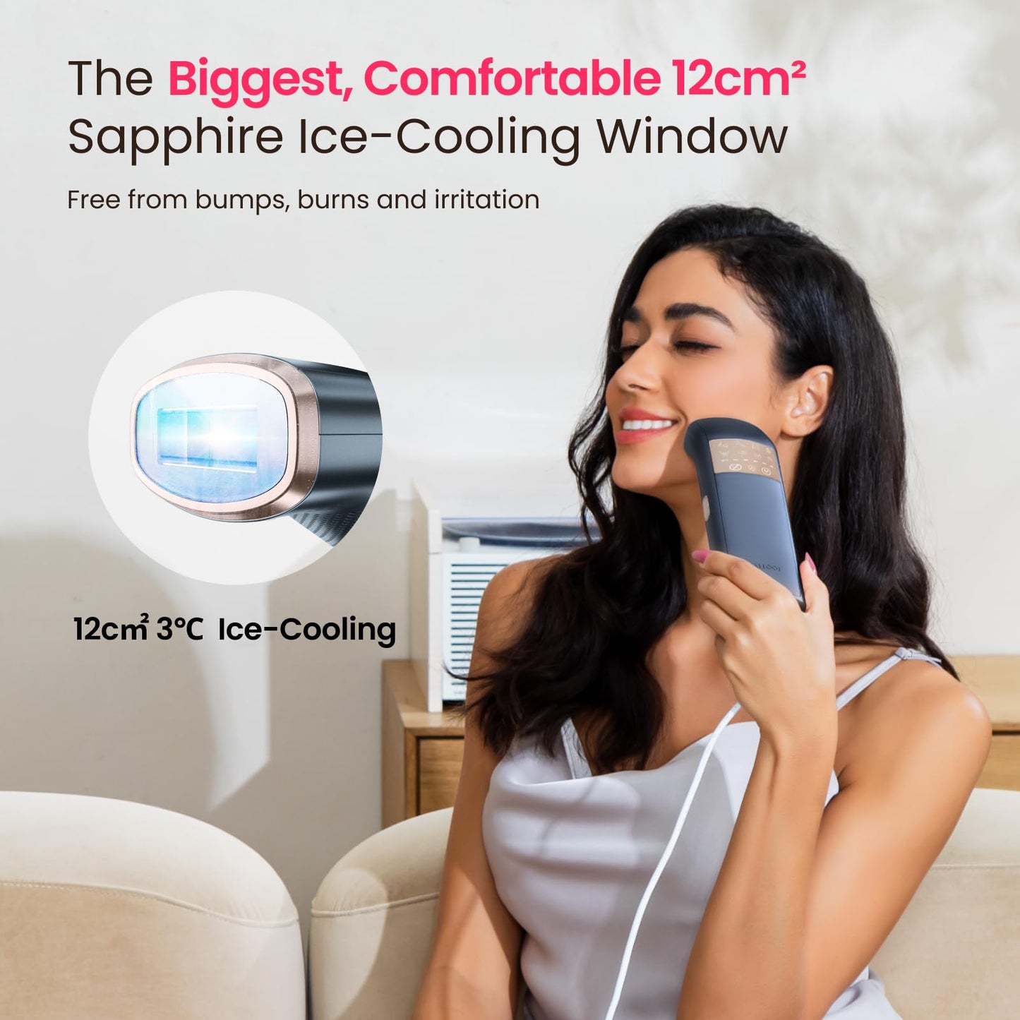 TRIPLE-Pulse IPL Laser Hair Removal, 12cm² Sapphire 37°F Ice-Cooling Contact, Hair Removal Device for Women and Men, Permanent Hair Removal at Home for Legs, Face, Bikini, Armpits, Trinity iGlow 10 - Medaid International