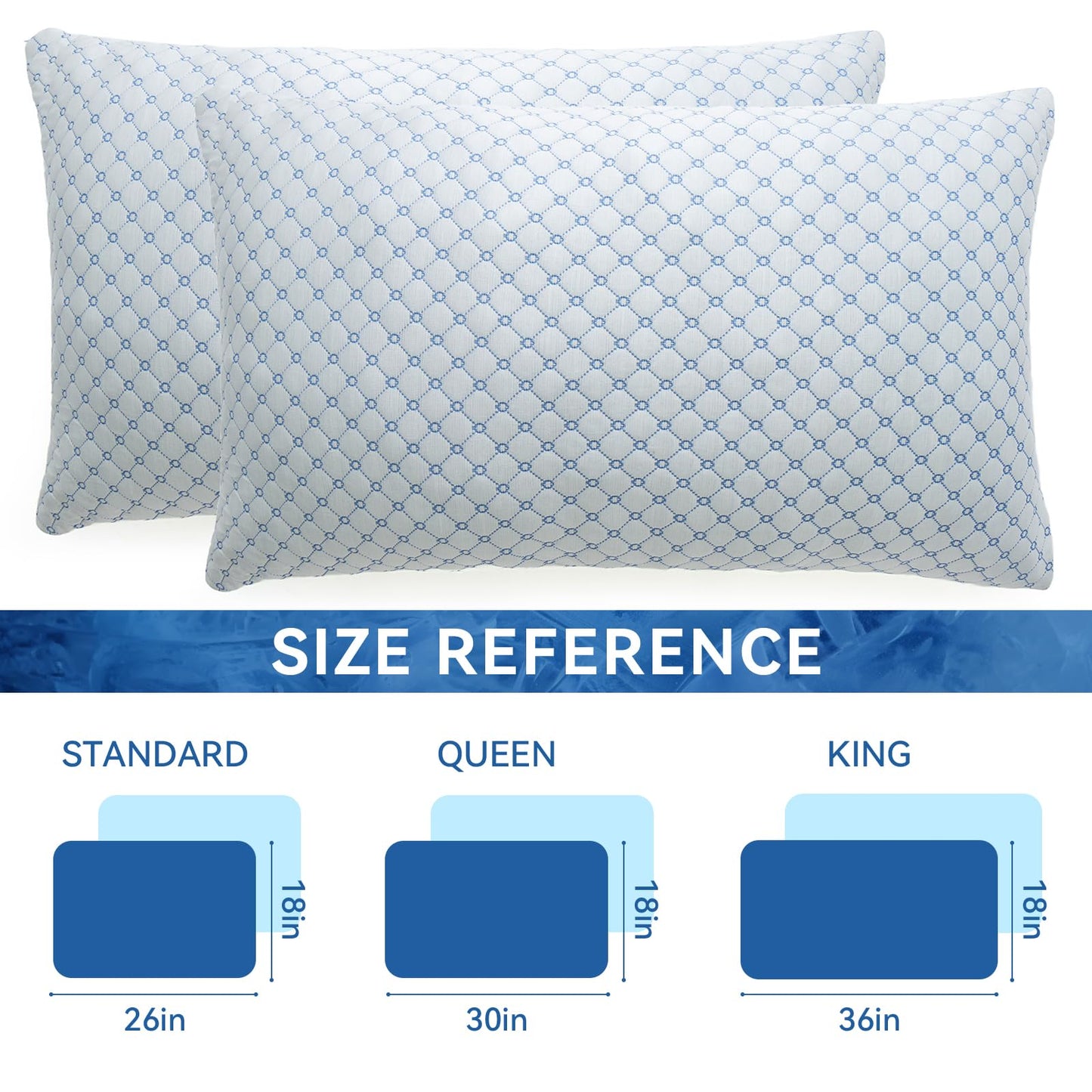 Yagamo Shredded Memory Foam Pillows for Bed Set of 2, Cooling Pillows for Sleeping Queen Size 2 Pack, Adjustable Cool Pillow for Side, Back and Stomach Sleepers - Medaid International