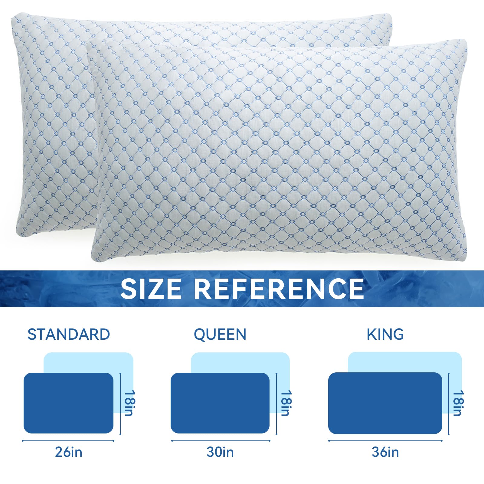 Yagamo Shredded Memory Foam Pillows for Bed Set of 2, Cooling Pillows for Sleeping Queen Size 2 Pack, Adjustable Cool Pillow for Side, Back and Stomach Sleepers - Medaid International