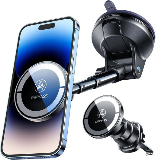 【2025 Military-Grade】VANMASS for MagSafe Car Mount【Upgraded Strongest Magnetic&Suction】Phone Holder Cell Stand for Dashboard Windshield Vent,Tesla Truck Cradle for iPhone 17 Pro Max 16 15 14 13 12 Air - Medaid International