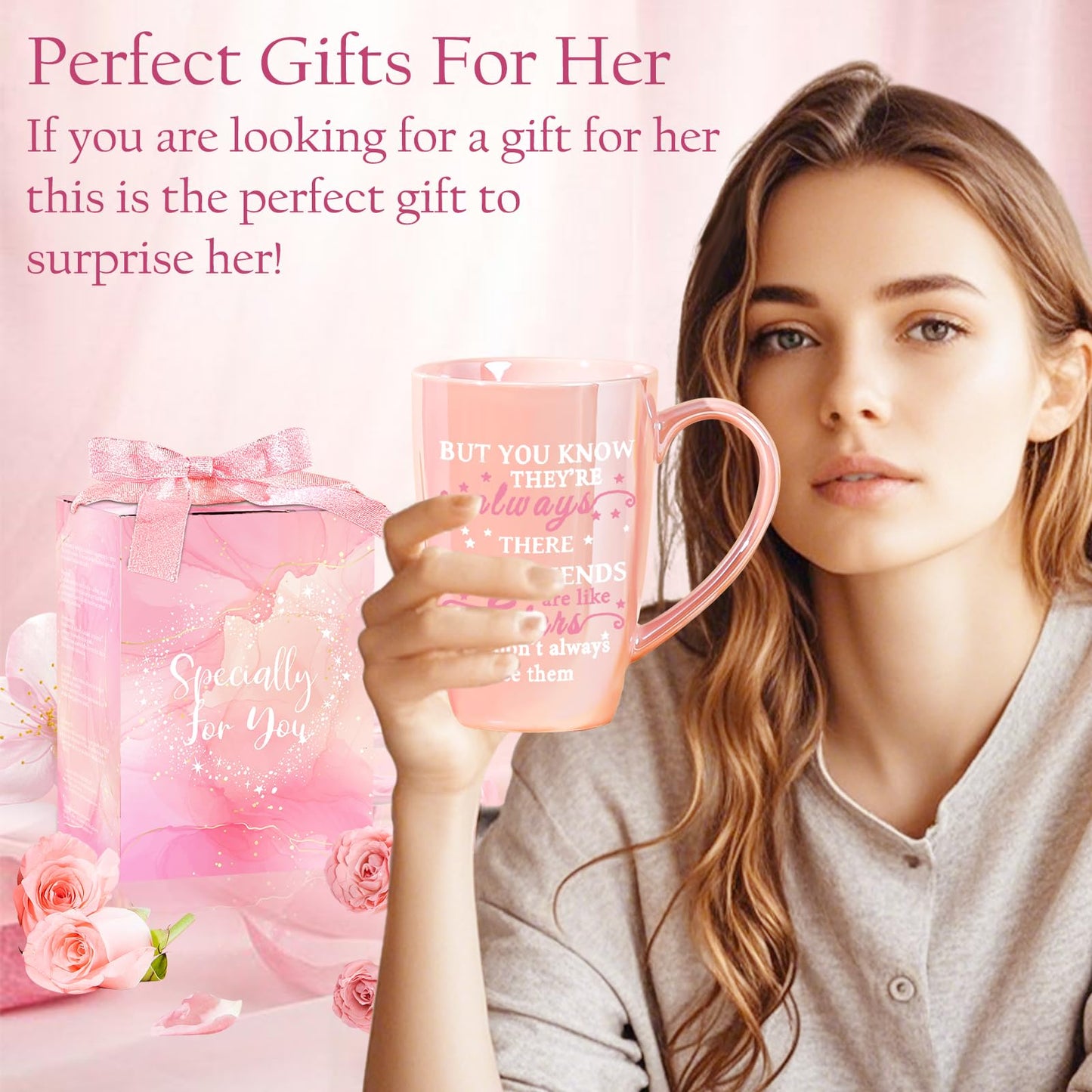 Friendship Gifts for Women Pink Ceramics Coffee Mug Tea Cup Unique Birthday Christmas Gifts Ideas for Friends Female Her Soul Sister Besties Coworker BFF Cute Stuff - Medaid International