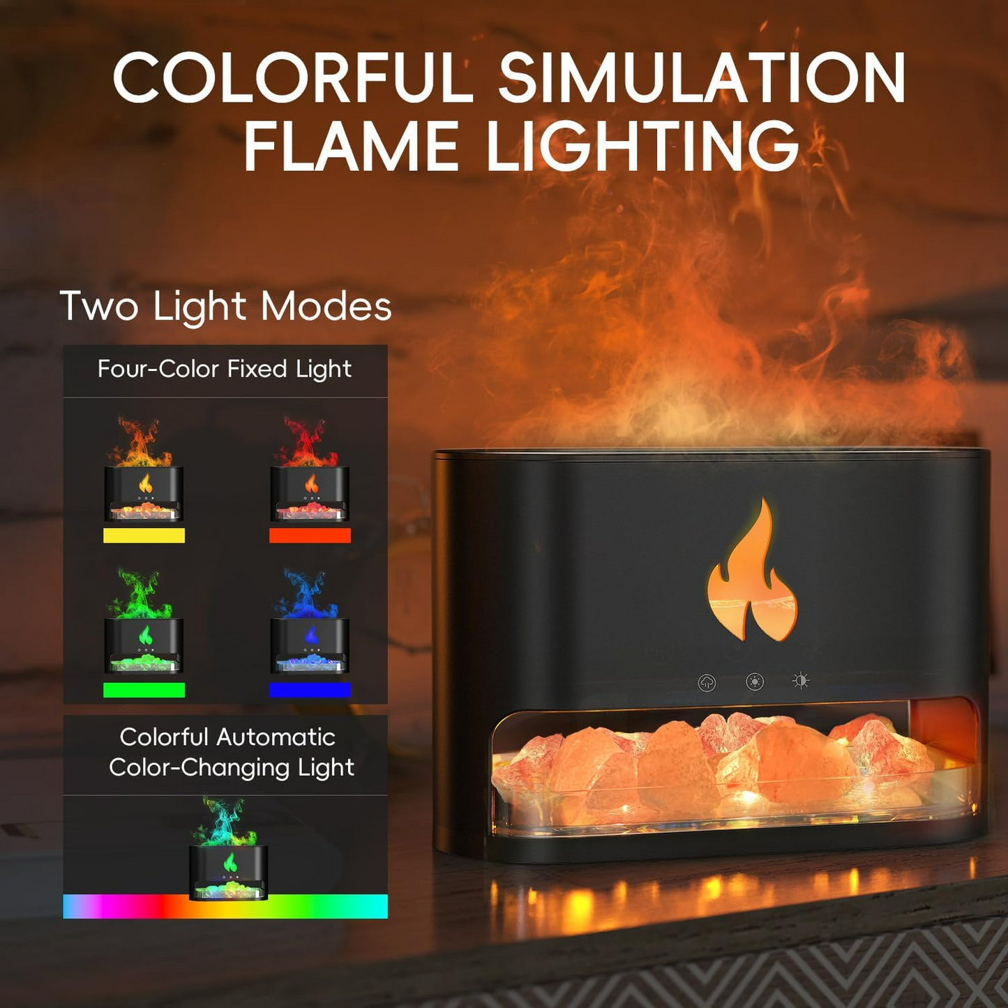 3 in 1 Flame Aroma Diffuser & Himalayan Salt Lamp  250ml Cool Mist Humidifier - Medaid International