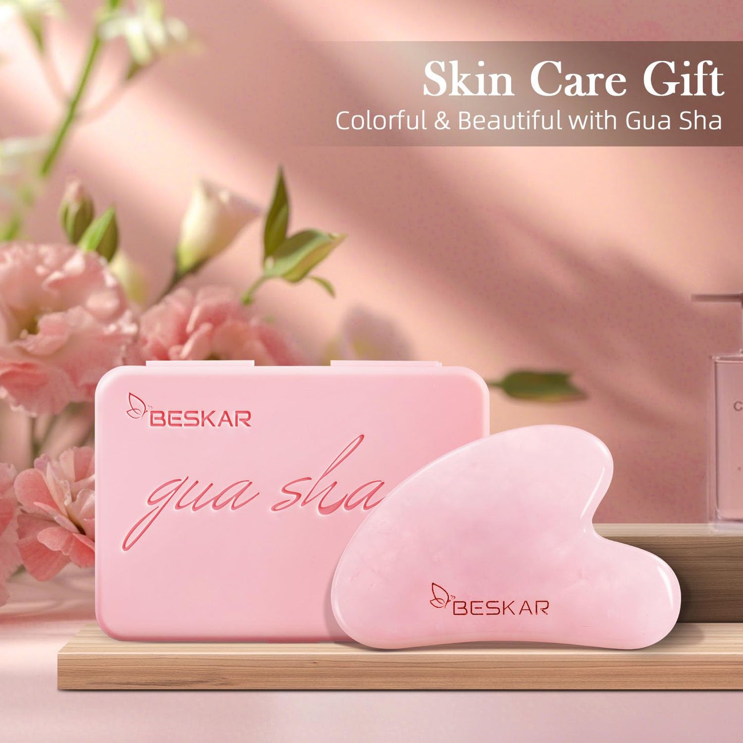 BESKAR Gua Sha Facial Tools, Natural Jade Stone Guasha Massager for Jawline Sculpting, Tighten Face Skin and Reduce Wrinkles, Face Eyes Body Neck Massage Tool, Skin Care Gift - Medaid International