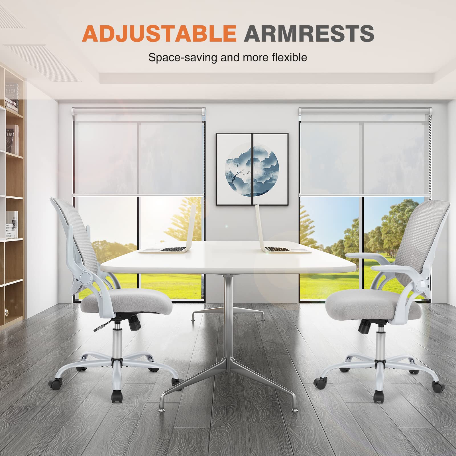 Sweetcrispy Ergonomic Office Desk Chair Mesh Adjustable Swivel Mid-Back Computer Chair with Lumbar Support Comfy Flip-up Arms for Home Office - Medaid International