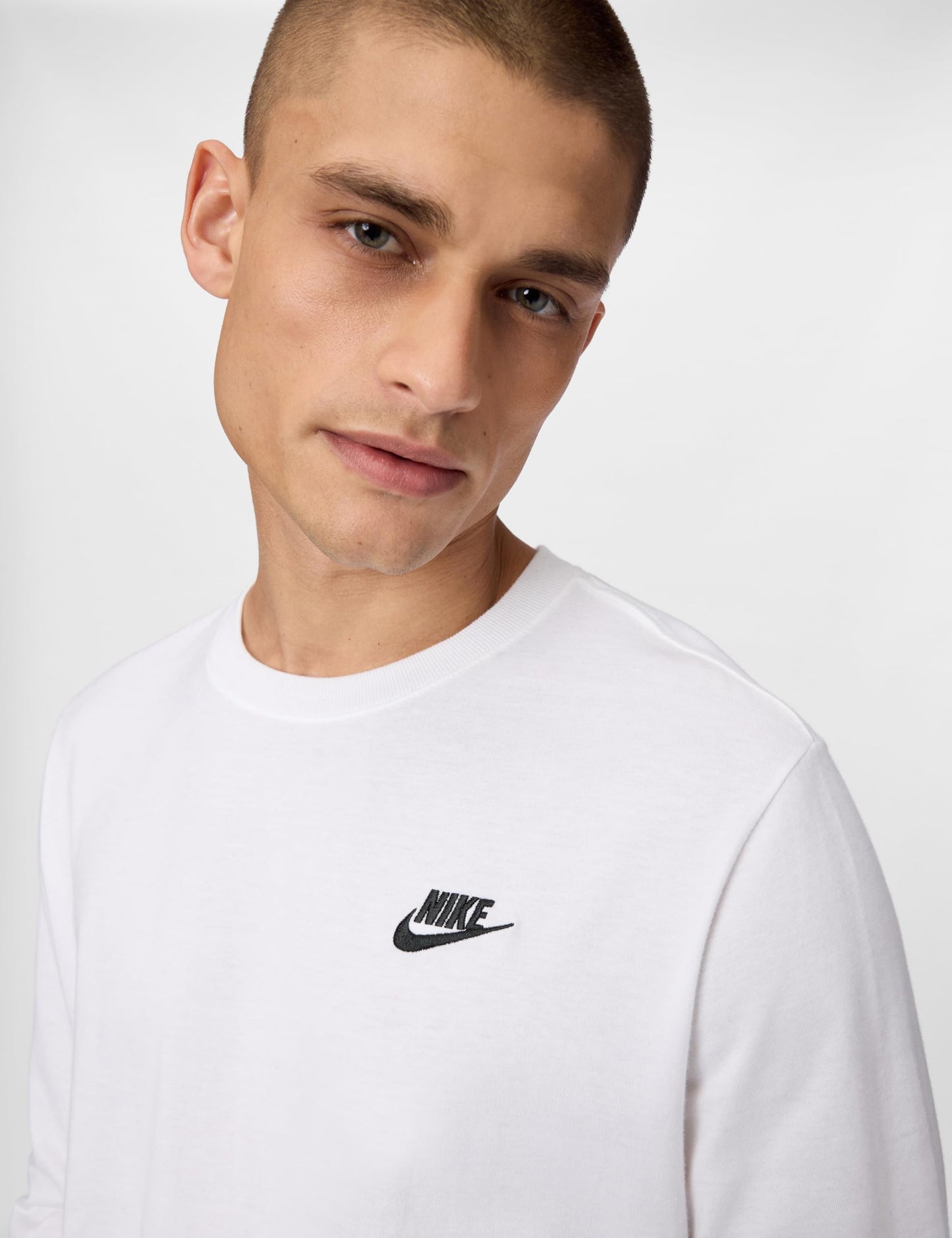 Nike Men's Sportswear Club Long-Sleeve T-Shirt, White/Black, 2XL - Medaid International