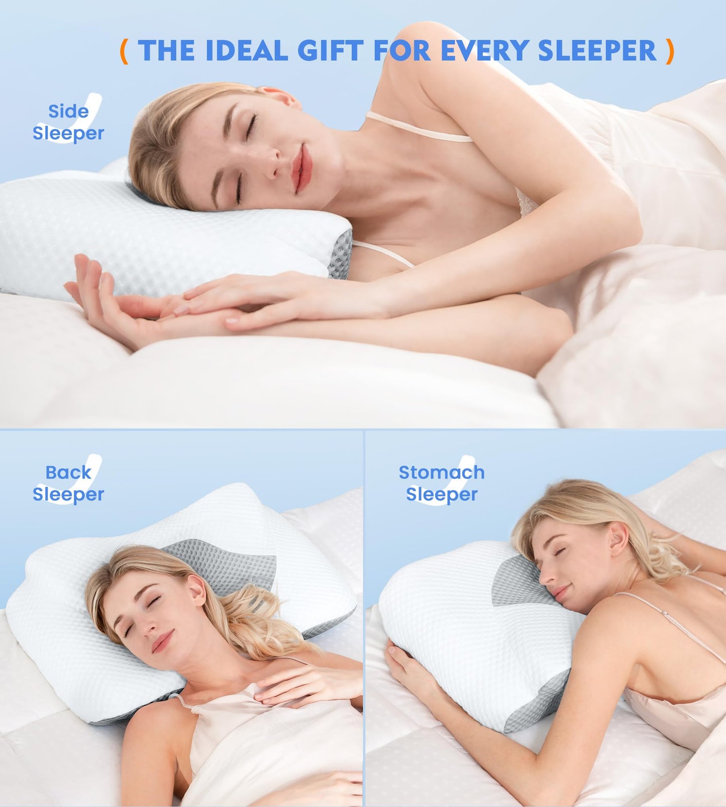 Osteo Cervical Pillow for Neck Pain Relief, Hollow Design Odorless Memory Foam Pillows with Cooling Case, Adjustable Orthopedic Bed Pillow for Sleeping, Support for Side Back Sleepers - Medaid International