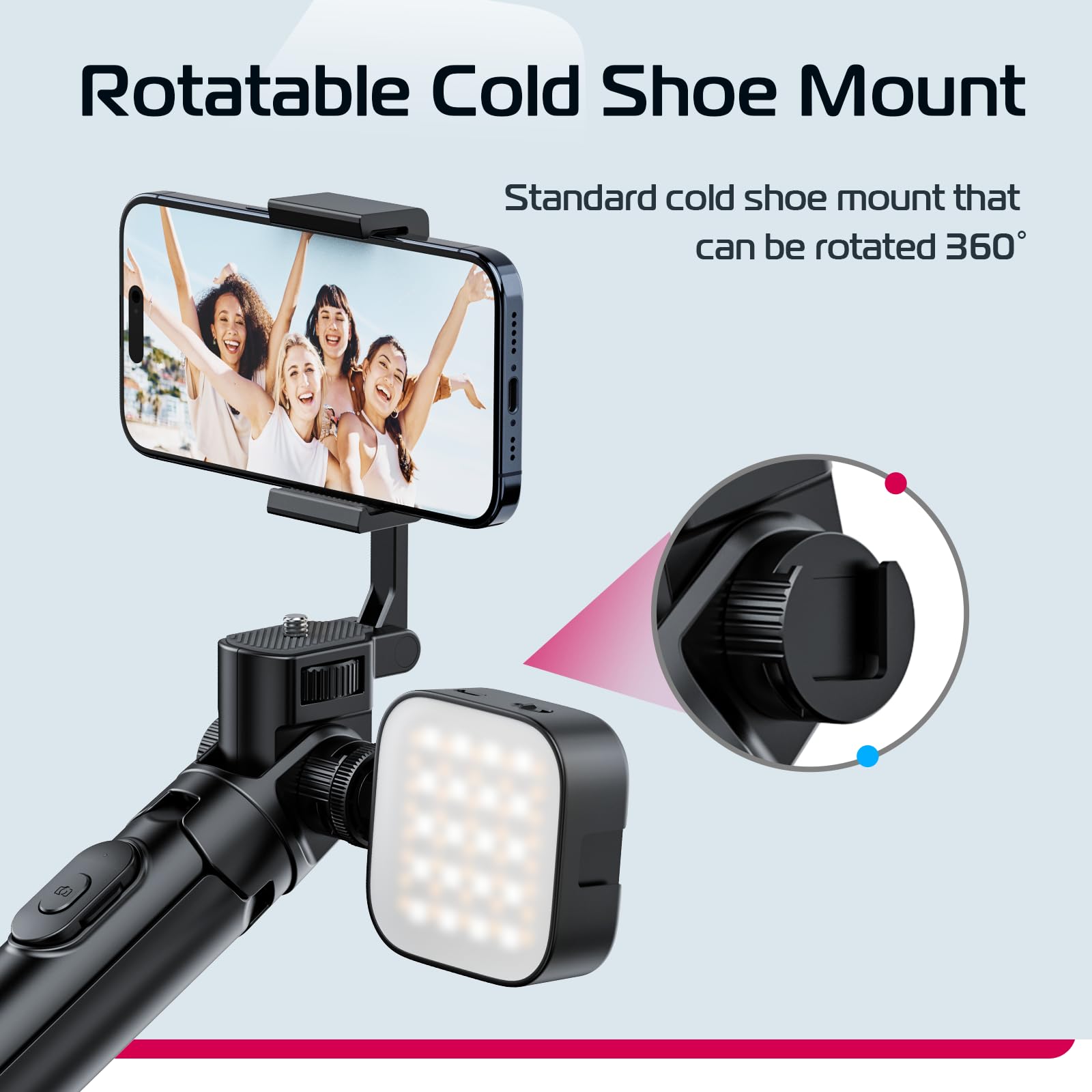 ULANZI MT-70 Extendable Tripod, 63" Selfie Stick Vlog Tripod Stand with 2 Phone Clips as Teleprompter, 360° Rotate Camera Holder for iPhone, Sony, Canon, DJI Osmo Nano, Lightweight for Travel, Black - Medaid International