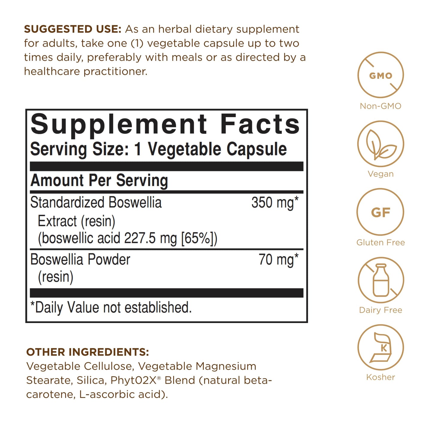 Solgar Boswellia Resin Extract - 60 Vegetable Capsules - Standardized Full Potency (SFP) - Non-GMO, Vegan, Gluten Free, Dairy Free, Kosher - 60 Servings - Medaid International