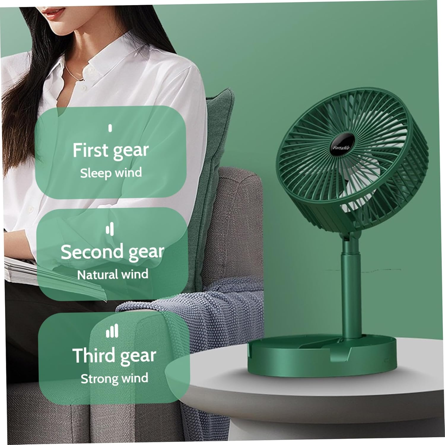 Foldable Desk Fan 3 Speeds, 180¬∞ Tilt Adjustable Rechargeable Fan with Low Noise & Long Battery Life - Medaid International