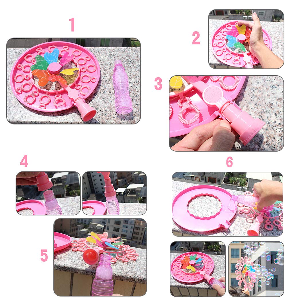 Windmill Bubble Wand, Bubble Blower and Pinwheel Spinner for Kids with Solution in Handle - Medaid International