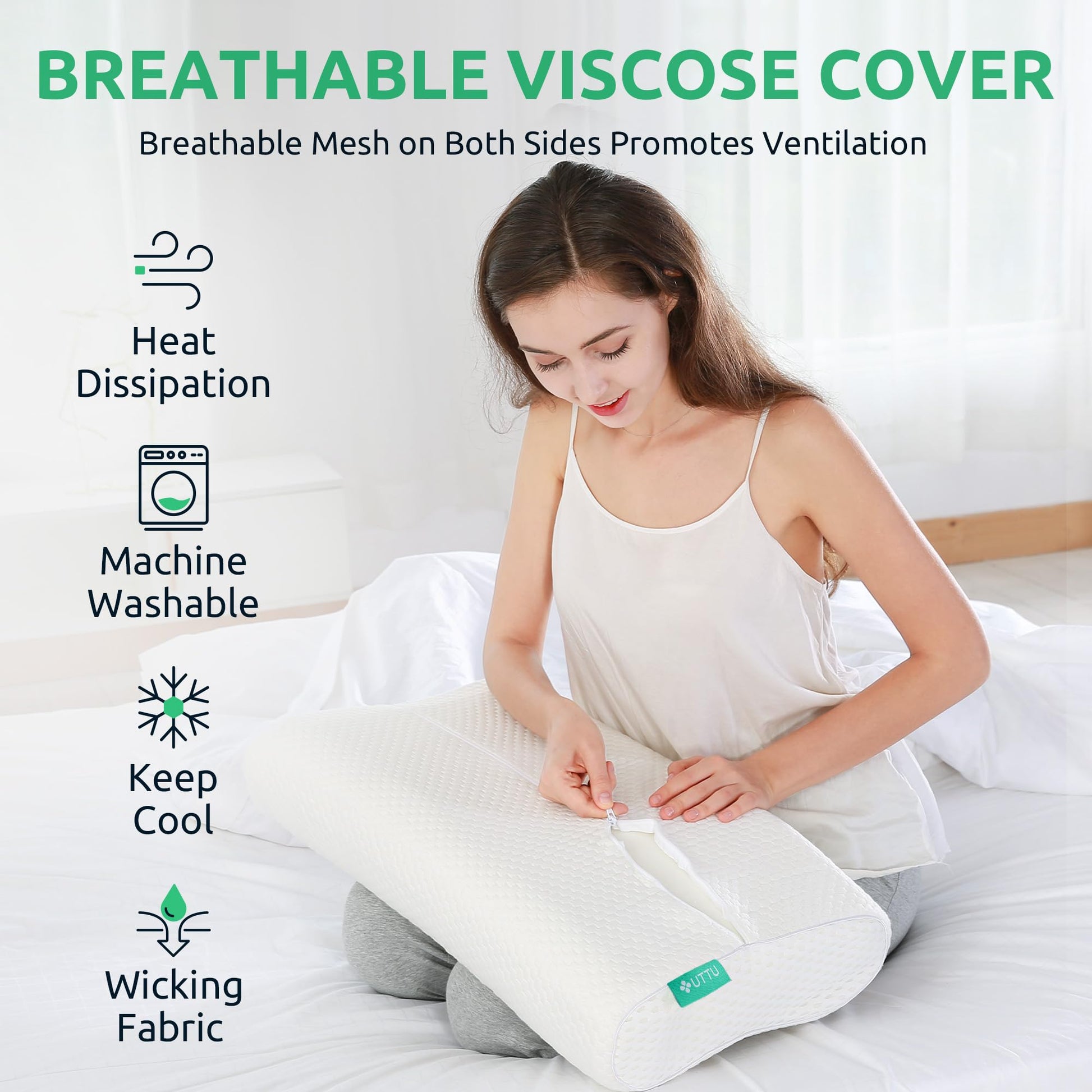 UTTU Cervical Pillow for Neck Strain Relief, Memory Foam Neck Pillow for Sleeping, Adjustable Orthopedic Sandwich Pillow, Contour Cooling for Side Back Stomach Sleeper, Medium(23.6"×14"×5.2"/4.5") - Medaid International