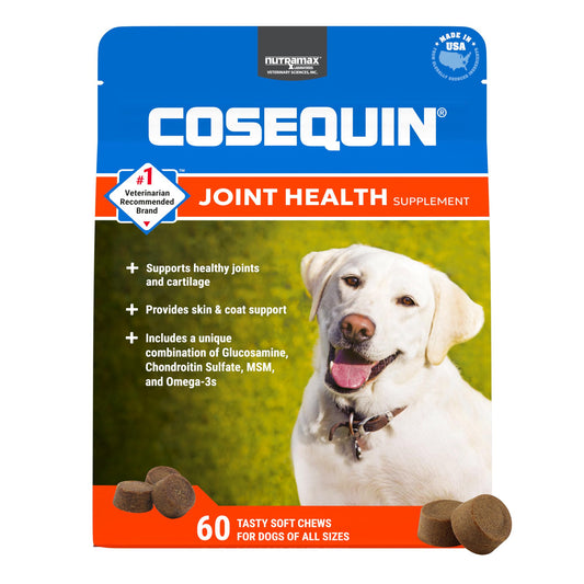 COSEQUIN Maximum Strength Joint Supplement Plus MSM & Omega-3's - With Glucosamine and Chondroitin - For Dogs of All Sizes (Soft Chews)