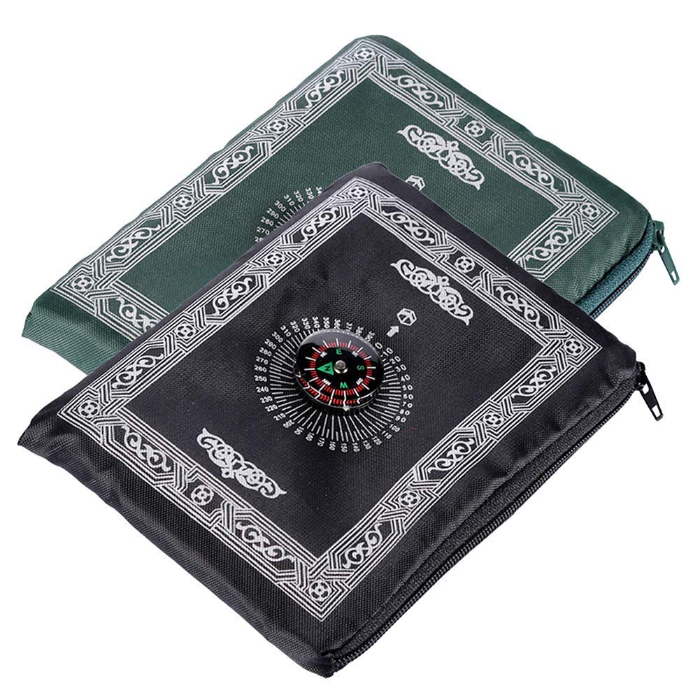 Anlising 2 Pieces Portable Travel Prayer Mat with Compass, Waterproof Polyester Prayer Rug, Muslim Travel Prayer Mat, for Ramadan Gifts (60cm×100cm) - Medaid International