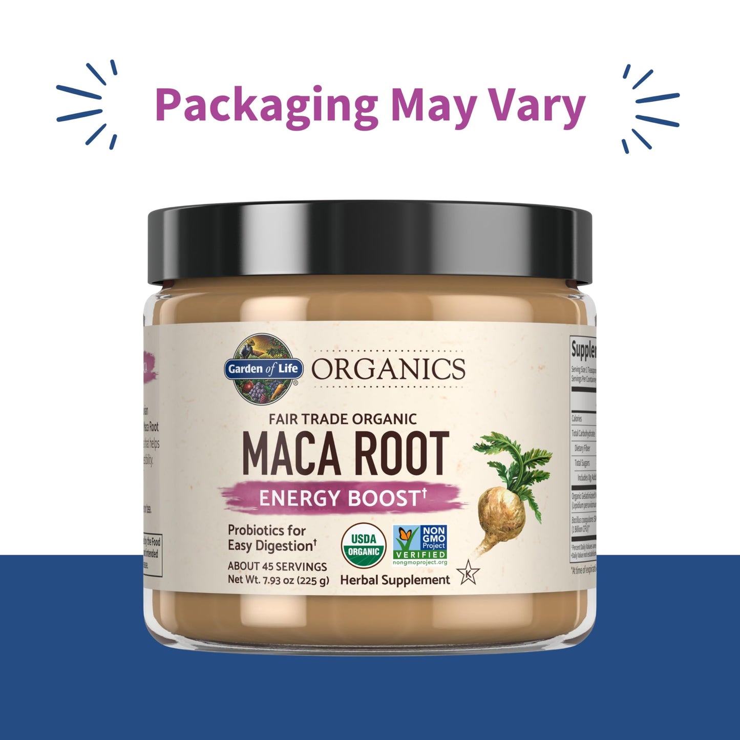 Garden of Life Organics Fair Trade Gelatinized Peruvian Maca Root Energy Boost 7.93 oz (225g) Powder with Probiotics, Certified Organic, Non-GMO, Vegan & Gluten Free Herbal Supplements - Medaid International