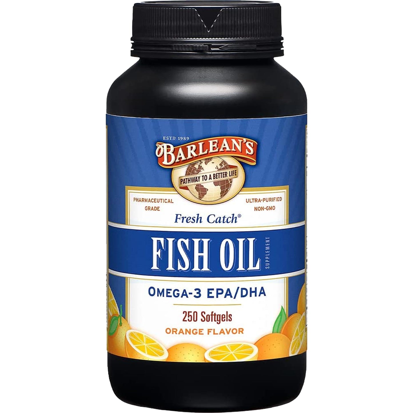 Barlean's Omega 3 Fish Oil Supplements, 600mg Fish Oil Pills with EPA & DHA, Softgels for Joint, Brain, & Heart Health, Orange Flavored, 250 Count - Medaid International