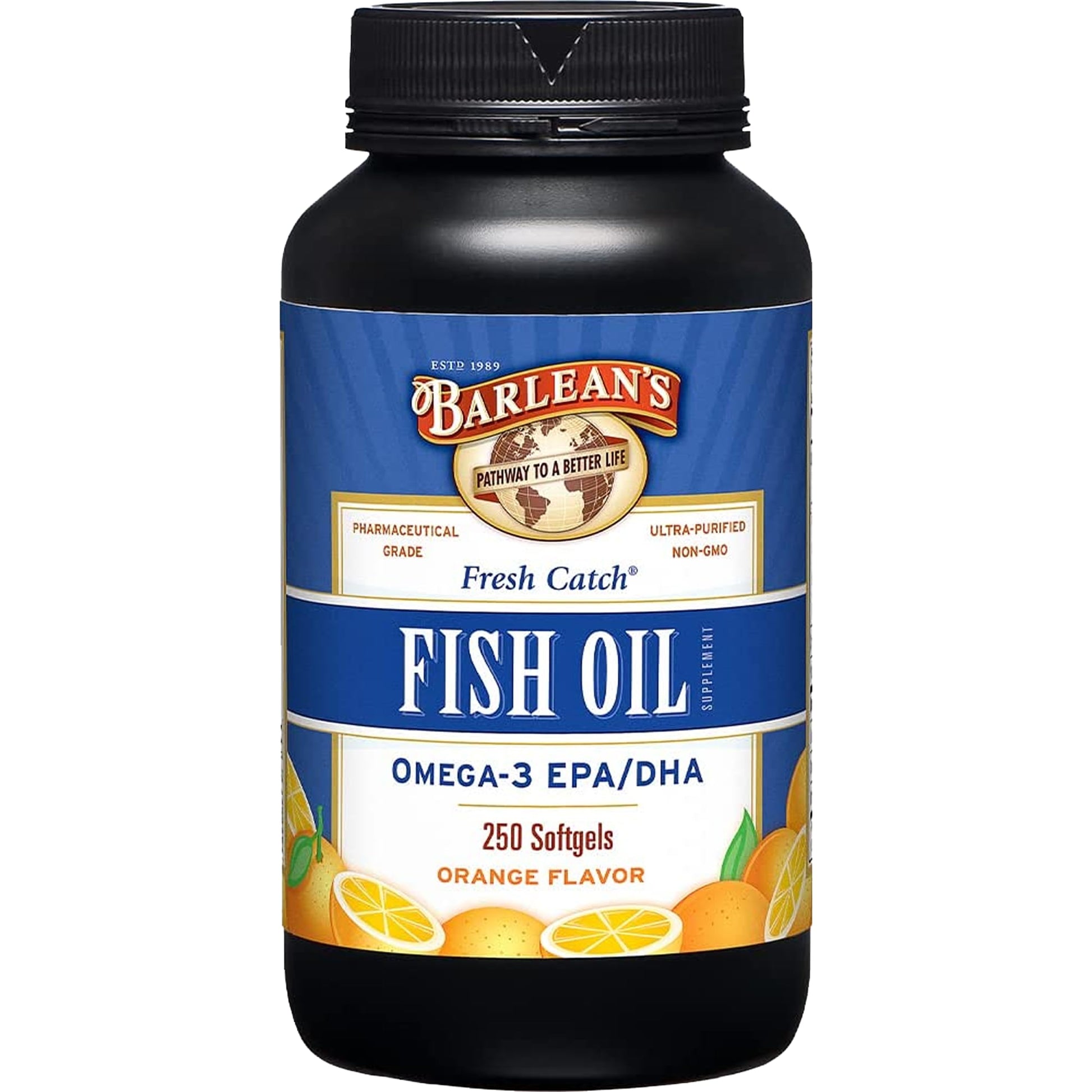 Barlean's Omega 3 Fish Oil Supplements, 600mg Fish Oil Pills with EPA & DHA, Softgels for Joint, Brain, & Heart Health, Orange Flavored, 250 Count - Medaid International