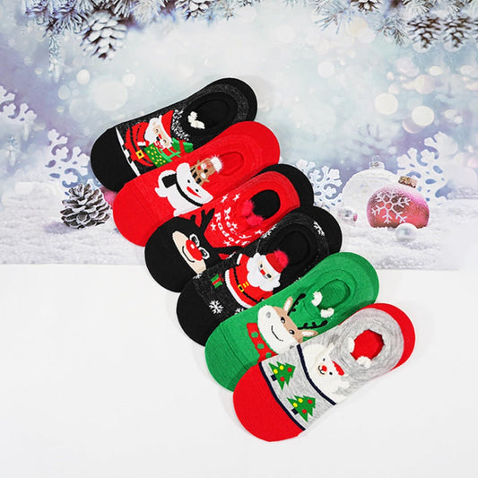 6 Pairs Cartoon Christmas Socks, Winter Warm Socks with Christmas Element Pattern for Xmas Gifts & Decor - Medaid International