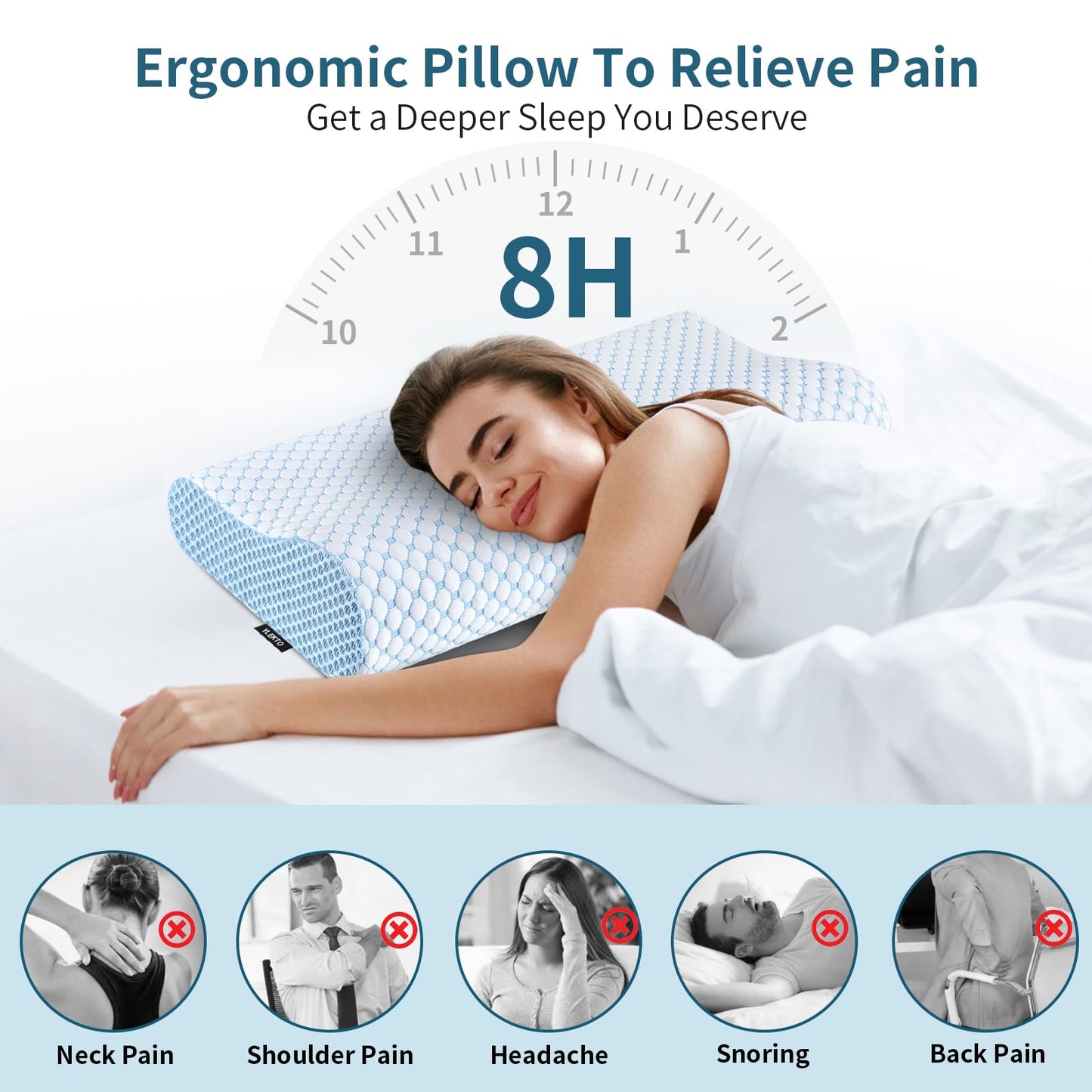 Cervical Pillow for Neck Pain Relief, Contour Memory Foam Pillows for Sleeping, Odorless Ergonomic Pillow Adjustable Orthopedic Cooling Pillow Bed Pillow Neck Support for Side Back Stomach Sleepers - Medaid International