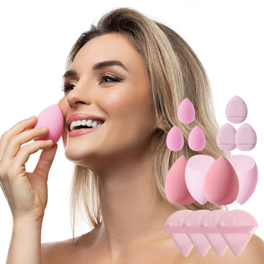 14Pcs Makeup Sponge Set Beauty Blender for Foundation Blending, 3 Mini Sponges 4 Triangle Powder Puffs, Soft Cosmetic Applicators for Powder & Liquid, All in One Makeup Tool Kit - Medaid International