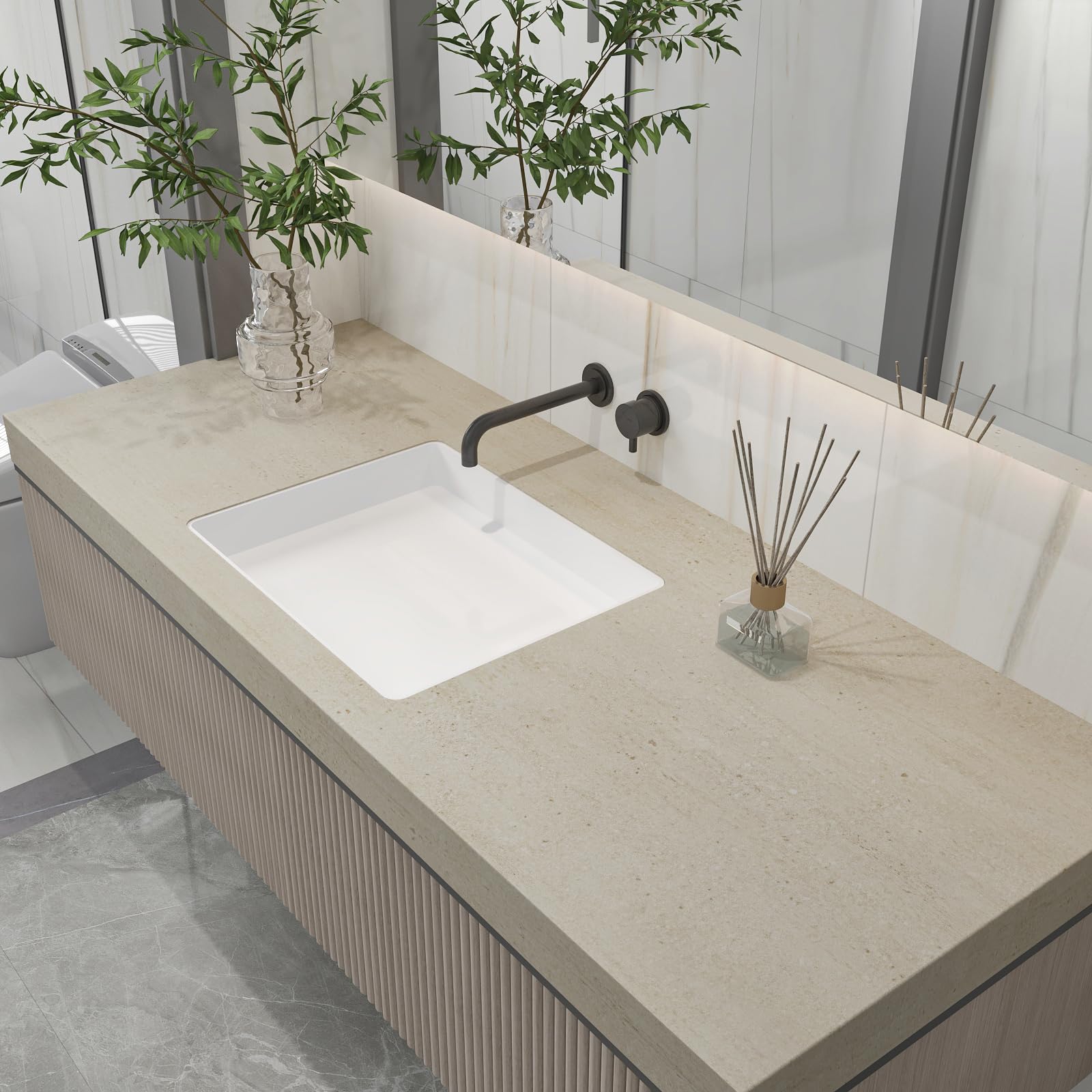 CHIHUT 12"x100" Matte Beige Marble Peel and Stick Wallpaper Waterproof Self Adhesive Marble Contact Paper for Countertops Granite Vinyl Wrap for Kitchen Cabinets Desk Counter Top Stick Paper - Medaid International