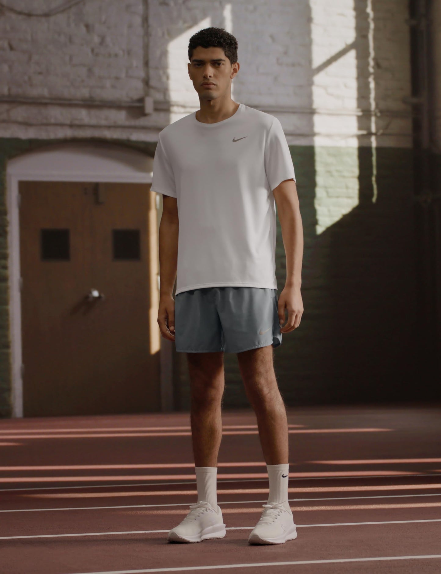 Nike Men's Miler Dri-Fit UV Short-Sleeve Running Top, White/Reflective Silver, Small - Medaid International