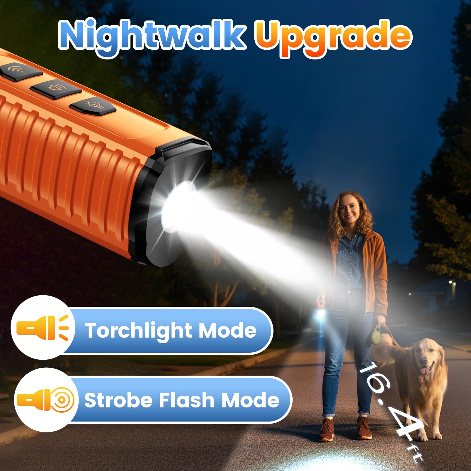 Cbersmg Dog Bark Deterrent Device 3X Anti Barking Device for Dogs, 5 Modes Stop Neighbors Dog Barks No More Safe for All Dogs 50FT Bark Control Indoor Outdoor with Flashlight,Dog Training Device - Medaid International