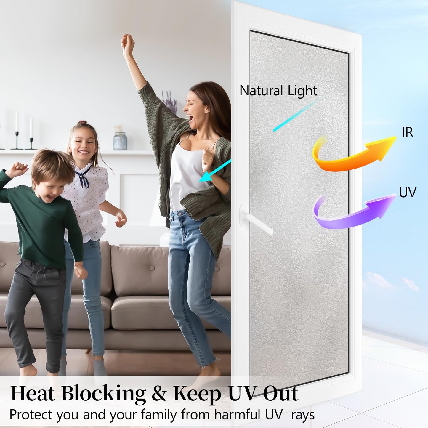 Niviy Etched Privacy Window Film Frosted Glass Static Cling Non Adhesive Window Frost Film for Home Office, 35.4 inch x 78.7 inch - Medaid International