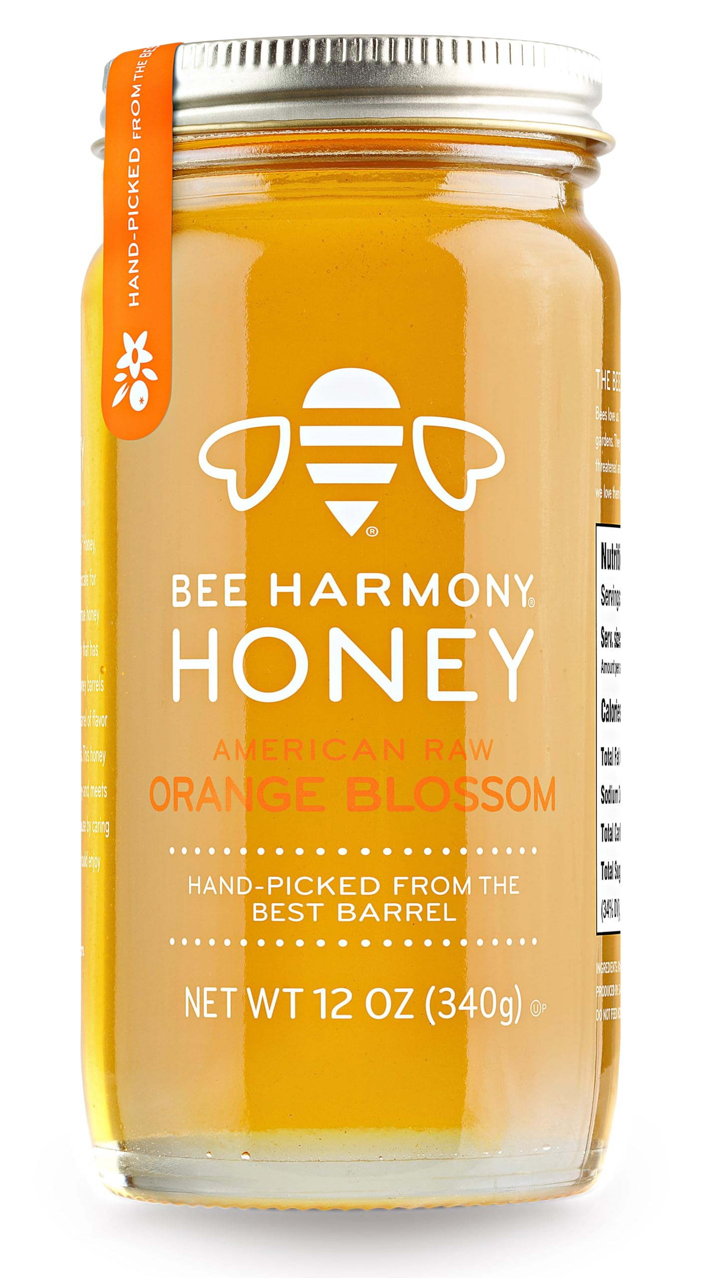 Bee Harmony American Raw Orange Blossom Honey, 12 Ounce - Medaid International