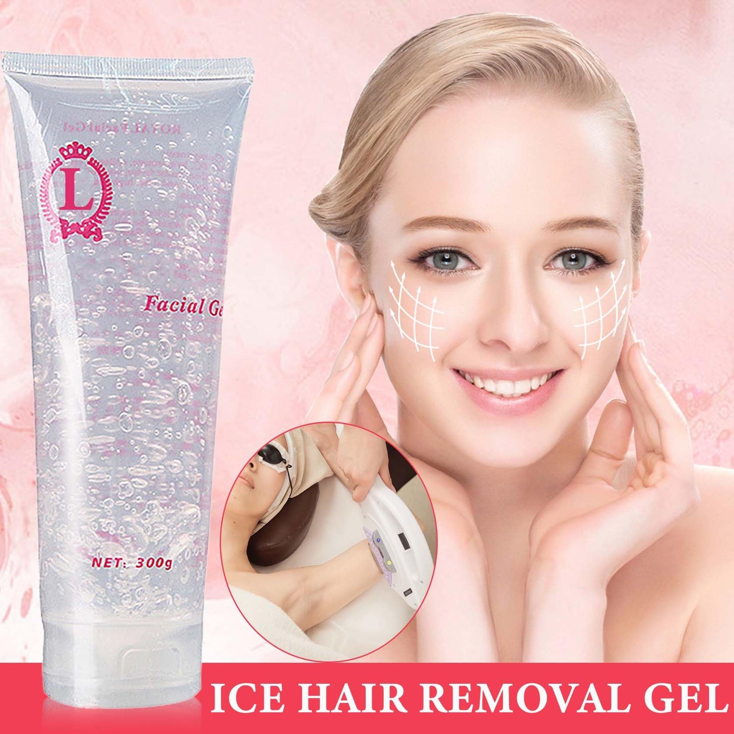 Cooling Gel for Hair Removal,Facial Gel Clear Coupling and Cooling Gel Use with Laser Hair Removal Device and Facial Body Skin Care Machine for Women & Men - Medaid International