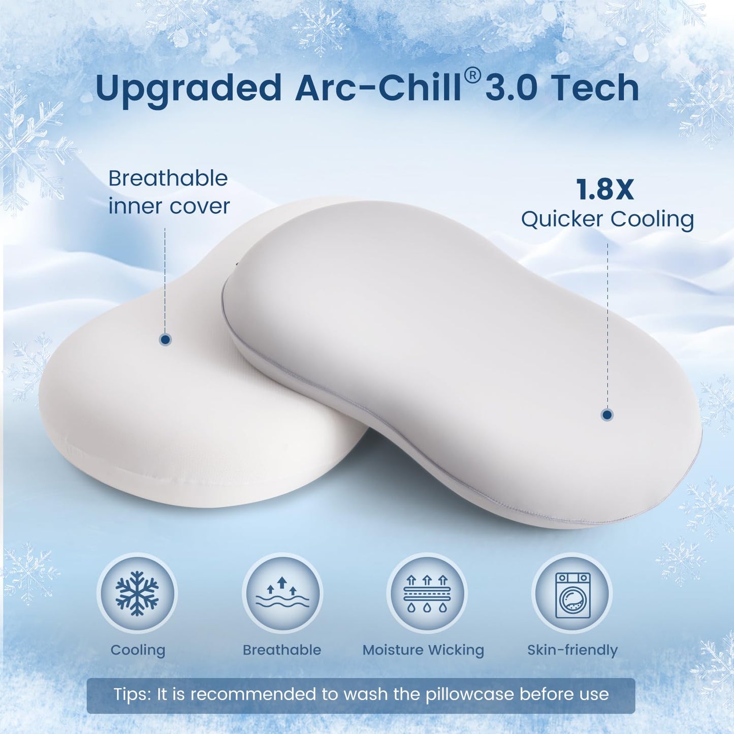 Elegear Deep Sleep Cooling Neck Pillow, Cervical Neck Support Pillow for Pain Relief with Zero-Pressure Tech & Built-in Springs Design, Ergonomic Contour Memory Foam Pillows for Back&Side Sleepers - M - Medaid International