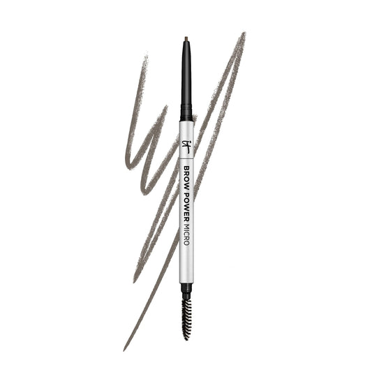 IT Cosmetics Brow Power Micro, Universal Taupe - Universal Eyebrow Pencil - Mimics the Look of Real Hair - Budge-Proof Formula - Built-in Spoolie - 0.017 oz - Medaid International